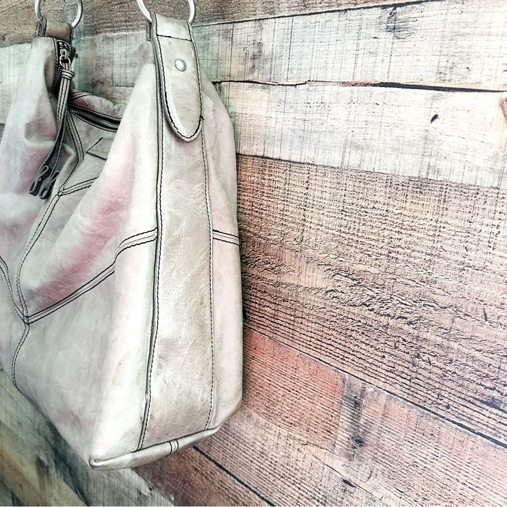 Salad Distressed Tan Leather Shoulder Bag